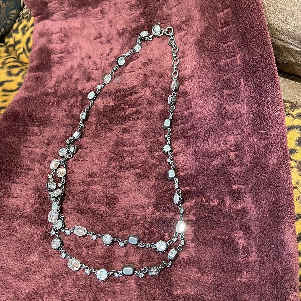 J.Crew Rhinestone Necklace Silver Color